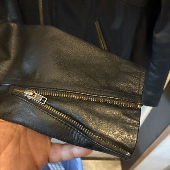 Harley Davidson Womens Medium Black Leather Rhinestone Jacket Moto Biker - Picture 3 of 12